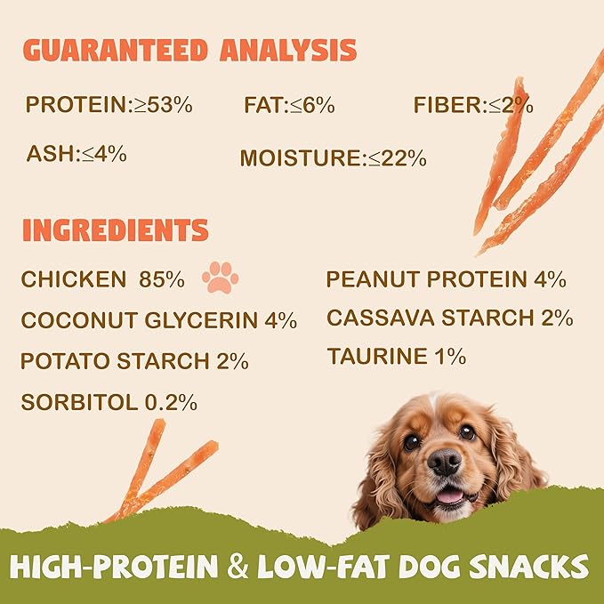 Chicken Jerky Strips Dog Treats, Chicken Breast Only Training Treats for Dogs,High Protein Low in Fat,Gluten-Free & Rawhide-Free,Healthy Skin & Shiny Coat,for All Life Stage Dogs,10.58 oz