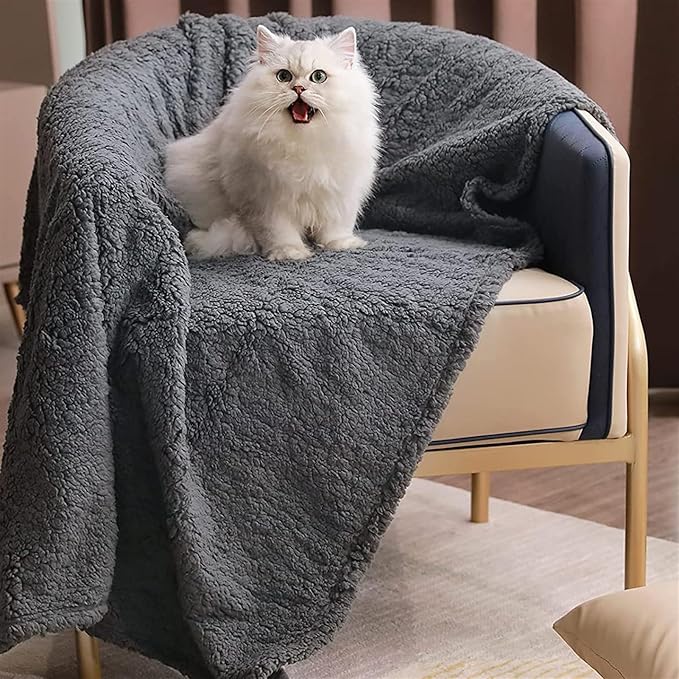Pet Blankets for Couch Sofa Bed Dog Blankets Reversible Cat Blanket Soft Furniture Protector Cover for Small Medium Large Dogs Cats, Grey, 24 x 31 inches