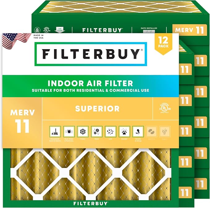 Filterbuy 19x19x4 Air Filter MERV 11 Superior Pet & Allergy Defense,