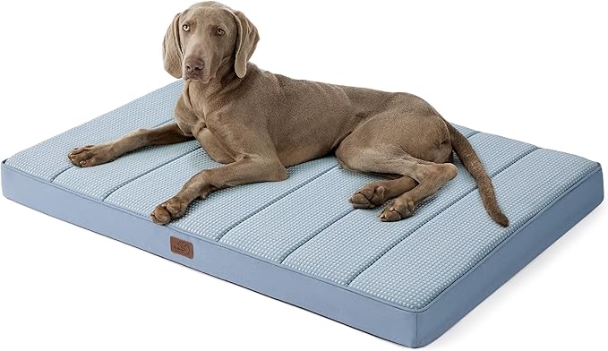 Bedsure Cooling Dog Bed for Crate - Extra Large Comfy Flat Puppy Beds with Removable Washable Cover, Orthopedic Egg Crate Foam Pet Mat, Suitable for Pet Up to 90 lbs