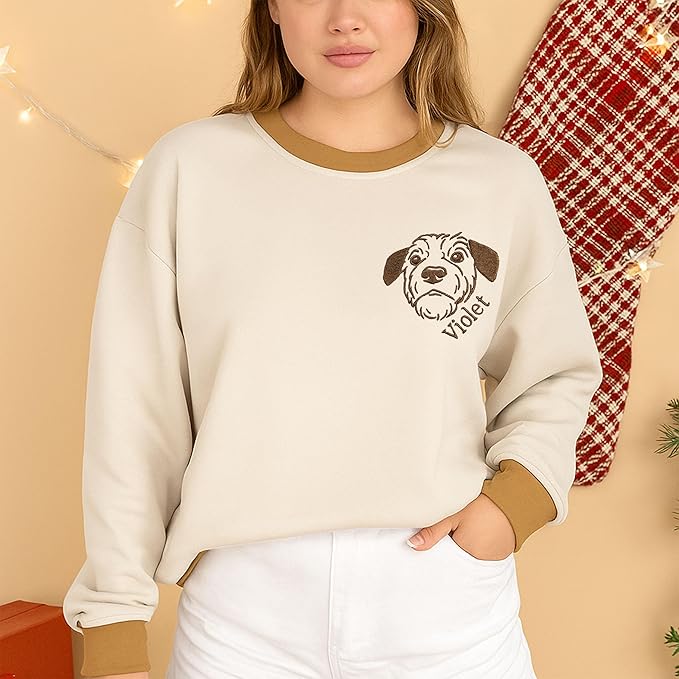 NAZENTI Personalized Dog Sweatshirt, Custom Photo Shirts, Dog Embroidered Shirt for Women, Men, Pet Lovers Gifts, Mom Gift