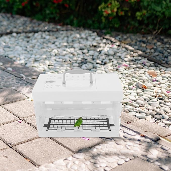 POPETPOP Outdoor Small Bird Carrying Cage Lightweight Travel Parrot Carrier for Parakeets Cockatiels for Sightseeing Hiking and Camping with Optimal Ventilation for Comfort