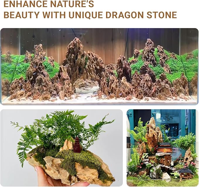 Aquarium Rocks Dragon Stone Natural Hardscape Stone for Aquariums, Fish Tanks, Bonsai, Terrariums, Wargaming Dioramas, Indoor or Outdoor Gardens-5lb(2-6 Inch)
