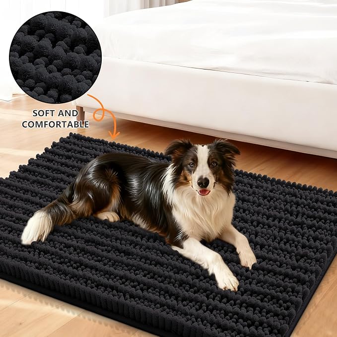 Smiry Dog Door Mat for Muddy Paws 40x32, Absorbent Dirt Trapper, Non-Slip