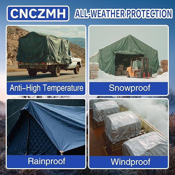 Tarp Heavy Duty Waterproof 12x20 Feet, 10 Mil Thick Blue Poly Tarps Outdoor, Metal Grommets, Reinforced Edges, Multipurpose Tarpaulin Protective Cover for Camping, Boat, Swimming Pools, Car