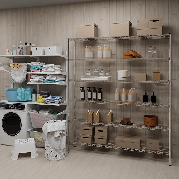 14" Deep x 72" Wide x 74" Height Wire Shelving Kit | 6-Tier | NSF Commercial Storage Rack Unit