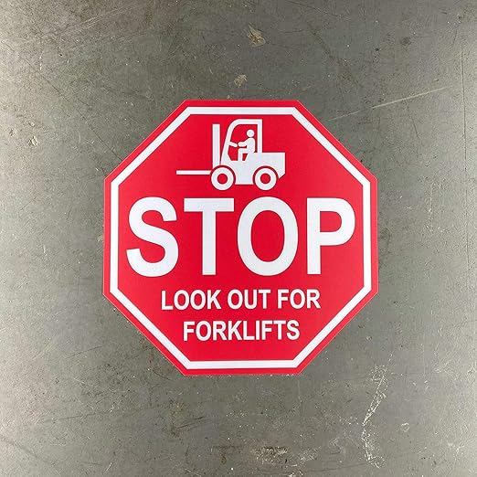 "Stop Look Out for Forklifts"- Laminated Vinyl Floor Sign by Graphical Warehouse - 5S Safety and Security Signage, Visual Communication Tool (30")
