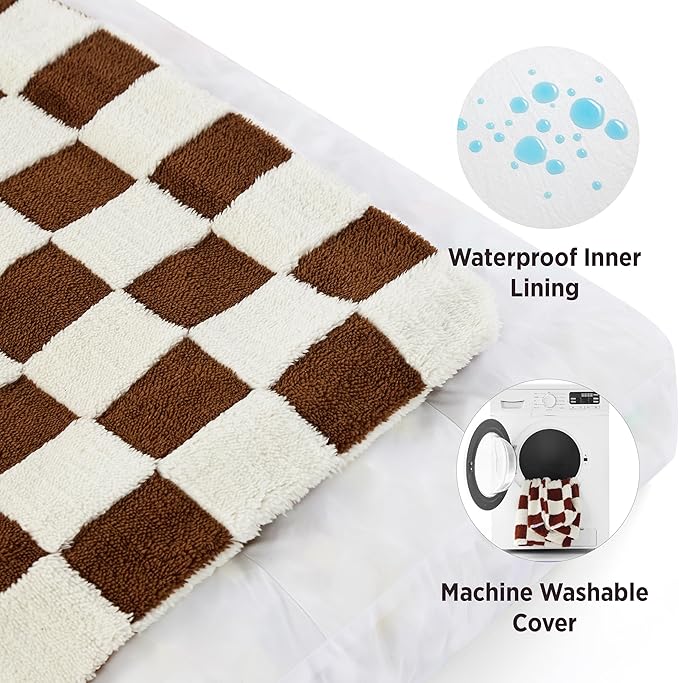 LE SURE Dog Beds Medium Size-Thick Shredded Chopped Foam Pet Bed Indoor with Removable Cover, Cute Modern Fuzzy Plush & Anti Slip Bottom, Brown