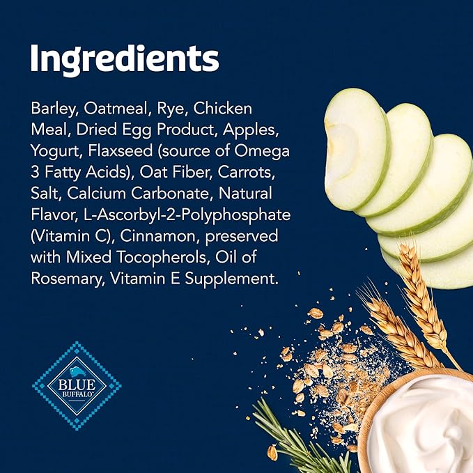 Blue Buffalo Health Bars Crunchy Dog Biscuits, Oven-Baked with Natural Ingredients, Apples & Yogurt, 16-oz Bag (Pack of 4)
