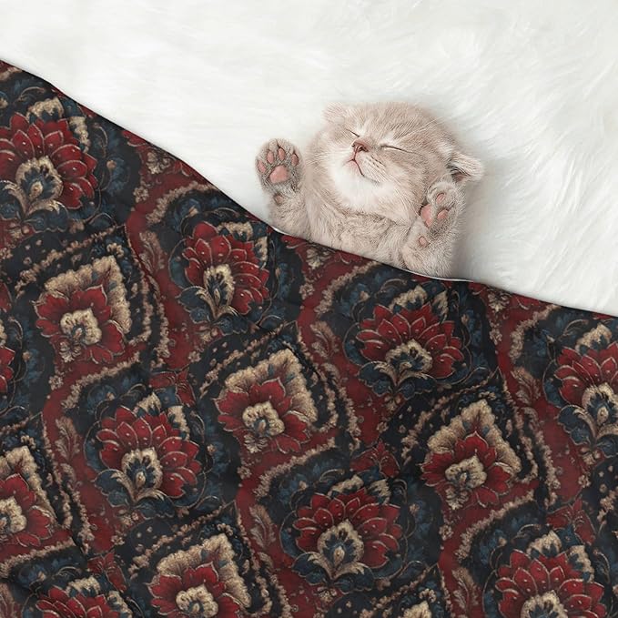 Waterproof Dog Blanket Soft Pet Blanket for Puppy Cat, Fleece Cat Throw Blankets for Furniture Bed Couch Sofa Reversible - Indian Paisley 6