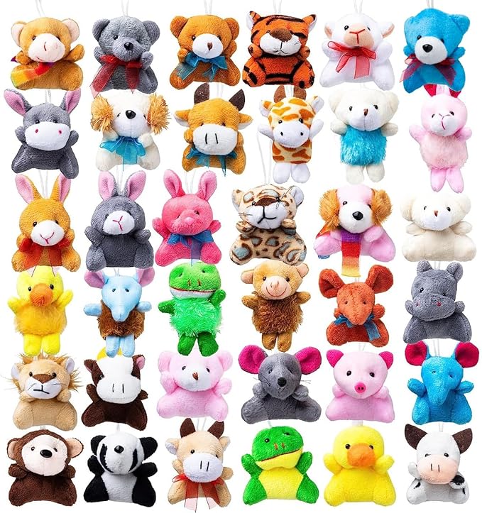 JOYIN 36 Pack Mini Animal Plush Toy Assortment (36 Units 3" Each),Bulk Stuffed Animals Party Favors for Kids, Small Animals Plush Keychain Decoration, Carnival Prizes, Christmas Party Favors