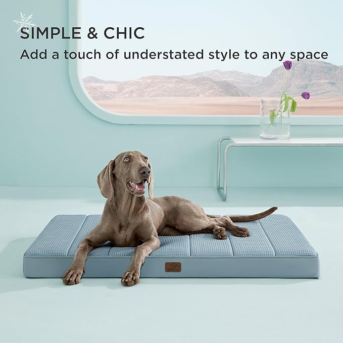 Bedsure Cooling Dog Bed for Crate - Extra Large Comfy Flat Puppy Beds with Removable Washable Cover, Orthopedic Egg Crate Foam Pet Mat, Suitable for Pet Up to 90 lbs