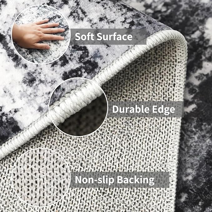 2x8 Washable Runner Rugs for Hallway: Easy-to-Clean Abstract Runners for