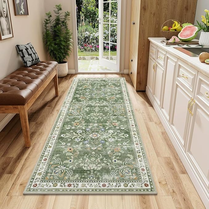 Yamaziot Washable Runner Rug 2x5 – Non Slip Boho Floral Hallway Runner Rug