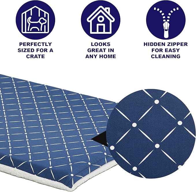 MidWest Homes for Pets Quiet Time Couture Paxton Dog Bed, Blue & Fleece with Removable Pillow Cover, Blue, 30"