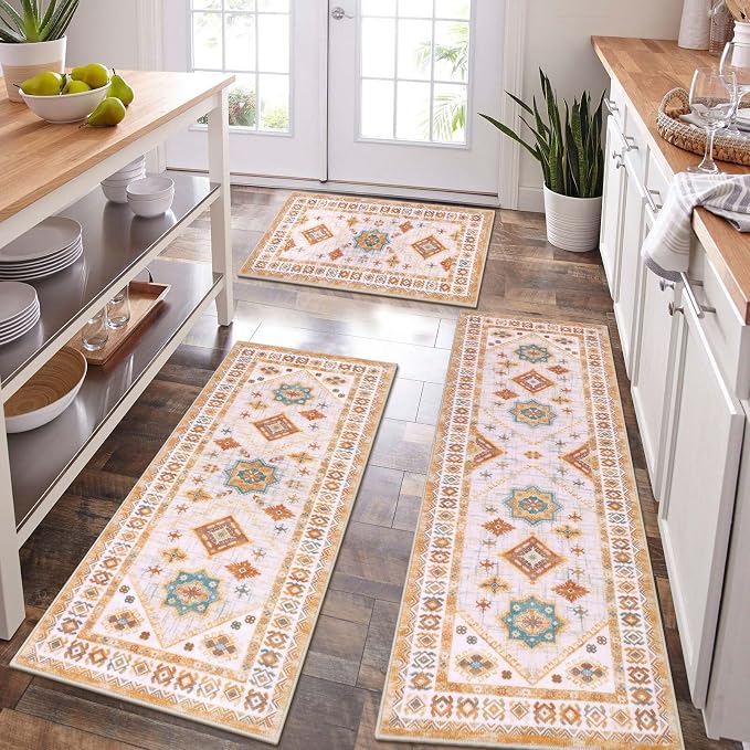 HEBE Boho Kitchen Rug Sets 3 Piece