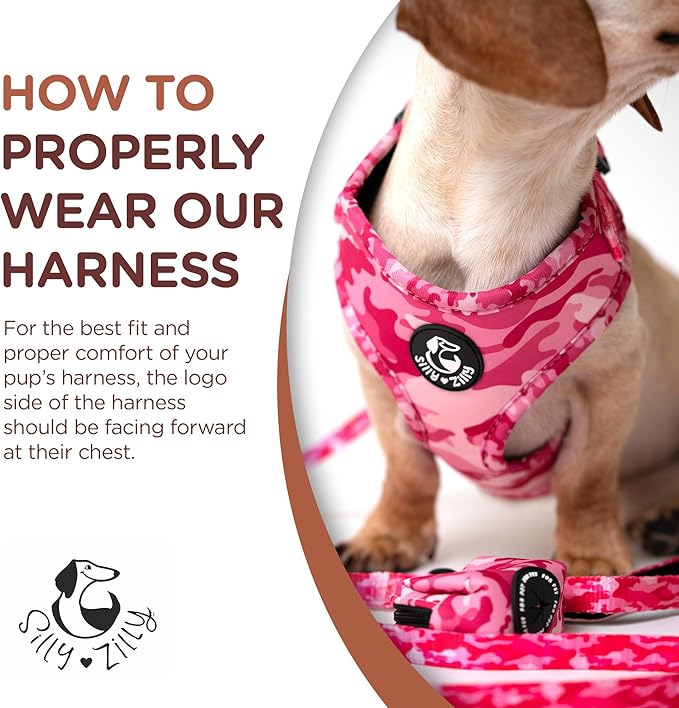 No Pull Harness and Leash Set - 6-in-1 Adjustable Vest Harness and Collars for Medium and Large Dogs. (Military Pink, Small)