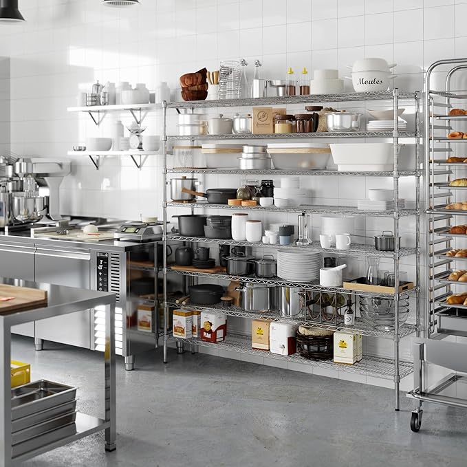 14" Deep x 72" Wide x 74" Height Wire Shelving Kit | 8-Tier | NSF Commercial Storage Rack Unit