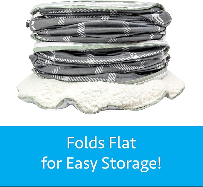 Kitty City Large Cat Tunnel Bed, 2-in-1 Zip-Together Cat Play Tunnel & Plush Nap Bed, Pop-Up Indoor Cat Toy with Hanging Toys, Collapsible Design - Grey