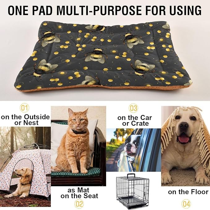 Pet Bed Yellow Bee Gold Dog Bed Mat Absorbing Non Slip Pad Pet Sleeping Mat for Small, Medium, and Large Dogs Puppy Cat 36 in x 24 in