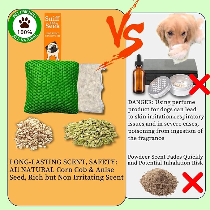 Dog Scent Training kit, Brain Games, Hide and Seek Toys - Fun Nose Work Games, Sniff and Seek Sniffing Toys, Nosework Kit, Scent Work Kit for All Ages Dog (Green)