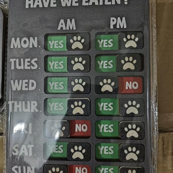 Large Pet Feeding Monitor Board Wood Composite Clear Indicators for Daily and Weekly Tracking Wooden Sign