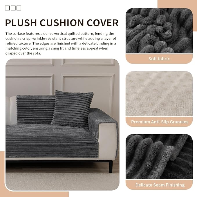 Waterproof Couch Cover for Dogs, Sofa Covers Washable & Non-Slip, Soft Dog Bed Blanket Protector for Sectional, Loveseat, Living Room Furniture (Dark Grey, 35"x 74" 1 Pack)