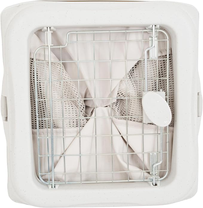 SportPet Designs Small Soft-Sided Pet Travel Kennel for Cars, Foldable Back Seat Crate for Cats & Small Dogs, Mesh Ventilated Carrier with Dual Metal Doors, Safety Leash & Waterproof Bed - White