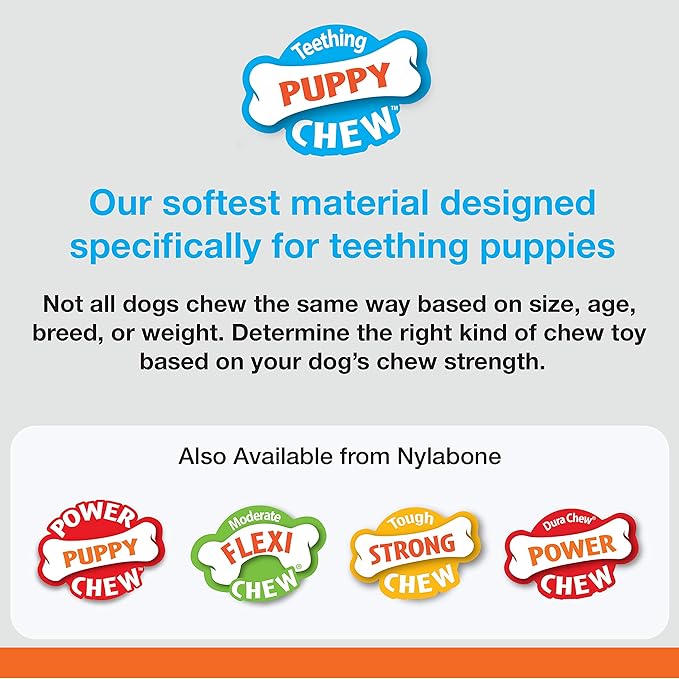 Nylabone Ring Bone Chew Toy for Puppies, Puppy Teething Toys, Puppy Enrichment Toys, Chicken Flavor, X-Small Dogs - Up to 15 lbs, 1 Count (Pack of 2)