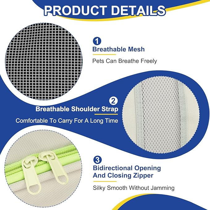 Pet Backpack Carrier, Portable and Ventilated, Oxford Cloth, Dogs Cats and Small Animals Travel Bag 13.39", (Green, 1 Pcs), Intended for Hiking/Camping/Traveling