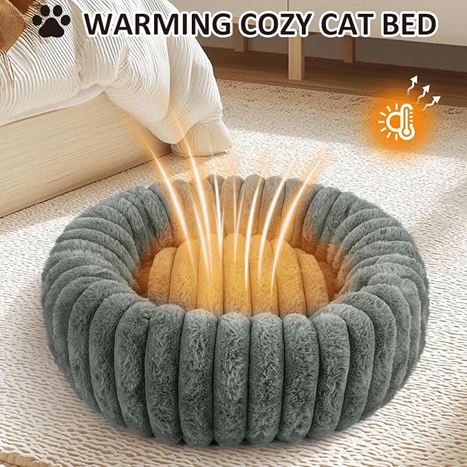 Cat Donut Bed | Cozy Warm Washable Dog Bed,Plush Pet Cushion Non-Slip Pet Furniture for Apartment Travel Corner Home Bedroom Outdoor Offices Indoor Floor Balcony