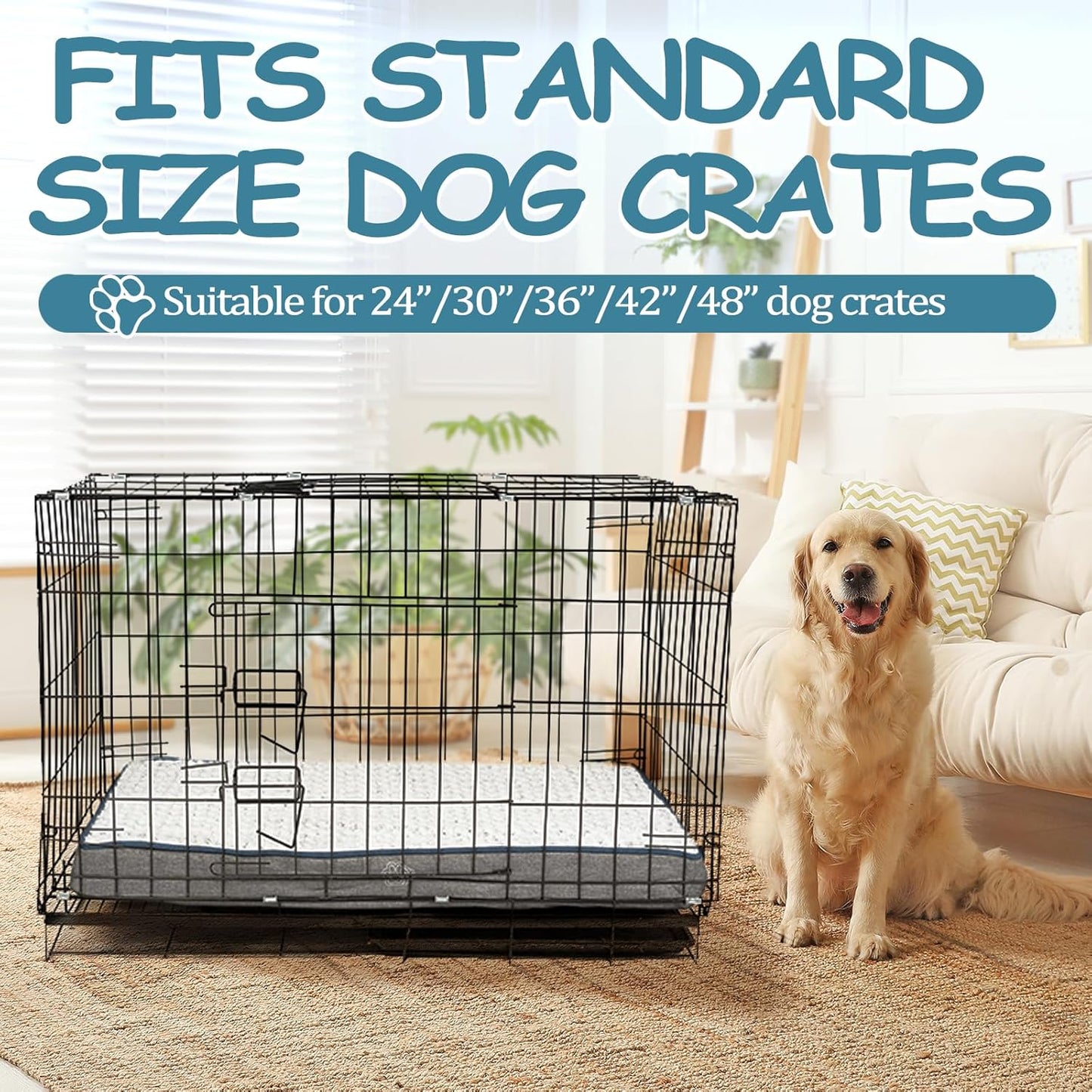 EMPSIGN Reversible Cool and Warm Dog Bed for Crate Pad, Pet Beds with Washable and Removable Cover, Dog Crate Beds Sleeping Mats, Beds for Dogs Crate for Large Medium Small Dogs, Grey
