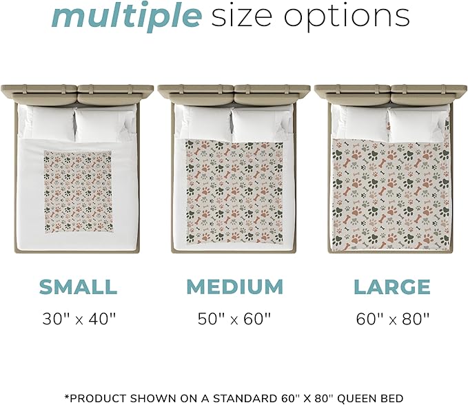 Cream Paw Print Plush Pet Lightweight Blanket - 60" x 80" - Cute for Dogs - Gifts and Puppy Essentials - Printed in America