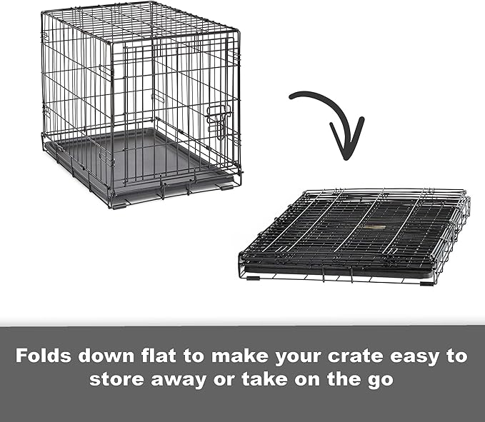 Midwest Homes for Pets 36-Inch New World Crate for Medium-Large Breeds, 41-70 lbs, Single Door Folding Dog Crate, Leak-Proof Tray & Secure Latch, Portable, Durable & Easy to Assemble