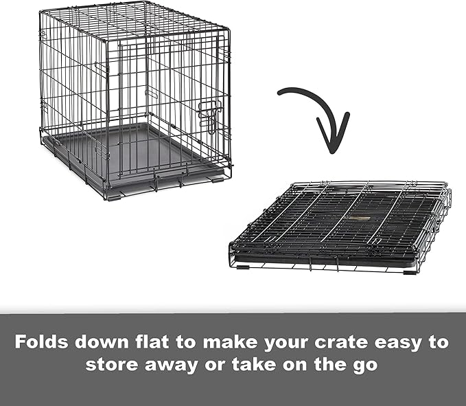 Midwest Homes for Pets 24-Inch New World Crate for Small Breeds, 12-20 lbs, Single Door Folding Dog Crate, Leak-Proof Tray & Secure Latch, Portable, Durable & Easy to Assemble