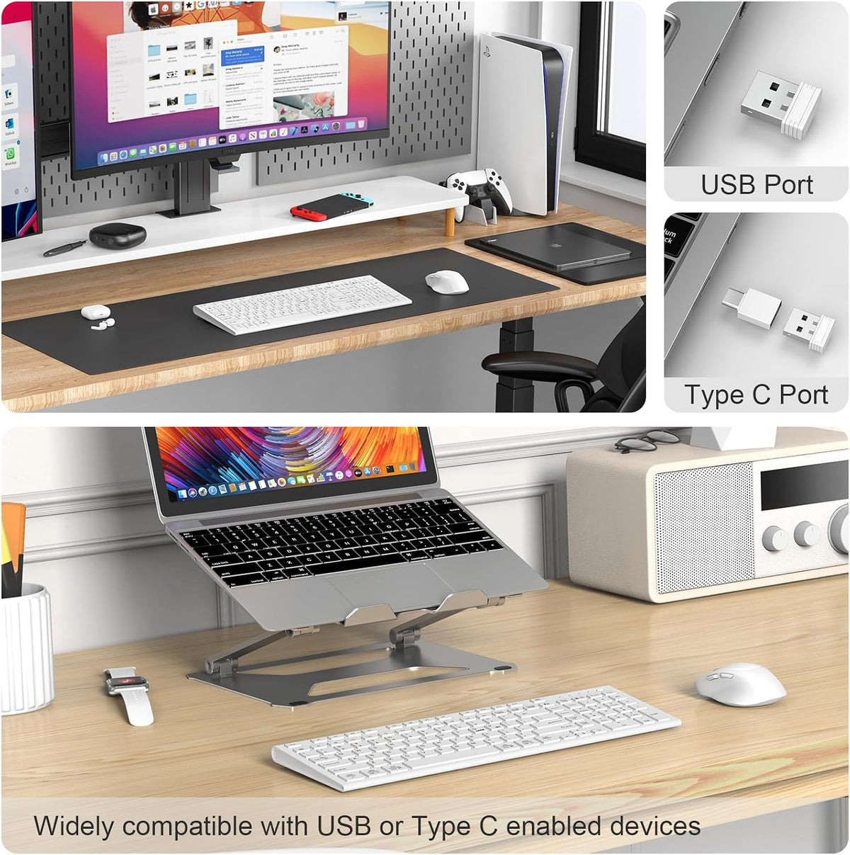 FENIFOX Rechargeable Wireless Keyboard and Mouse, with Number Pad White