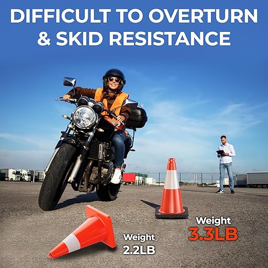 GECCO ™ (320 Cones per Pallet) 18 Inch 3.3 Lb Small Orange Traffic Cones in Bulk | Wholesale Safety Cones, Orange Cones, Parking Cones, Construction Cones | PVC Plastic & Black Base - [PRO Series]