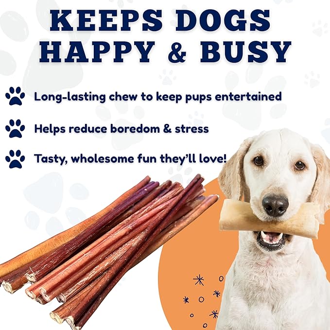 Amazing Dog Treats - Bully Sticks for Small Dogs (12 Inch Small- 30 Count) - Premium Thin Junior Bully Sticks for Dogs