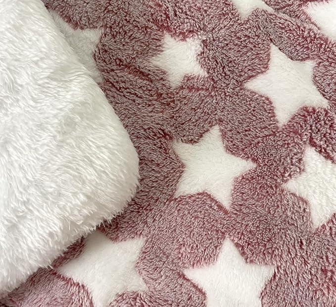 iMaylex Soft Pad Dog Bed Mat, Thicken Warm, Star Pattern, Reversible, Fluffy Pet Dog Sleeping Mattress, Cameo Brown, Large