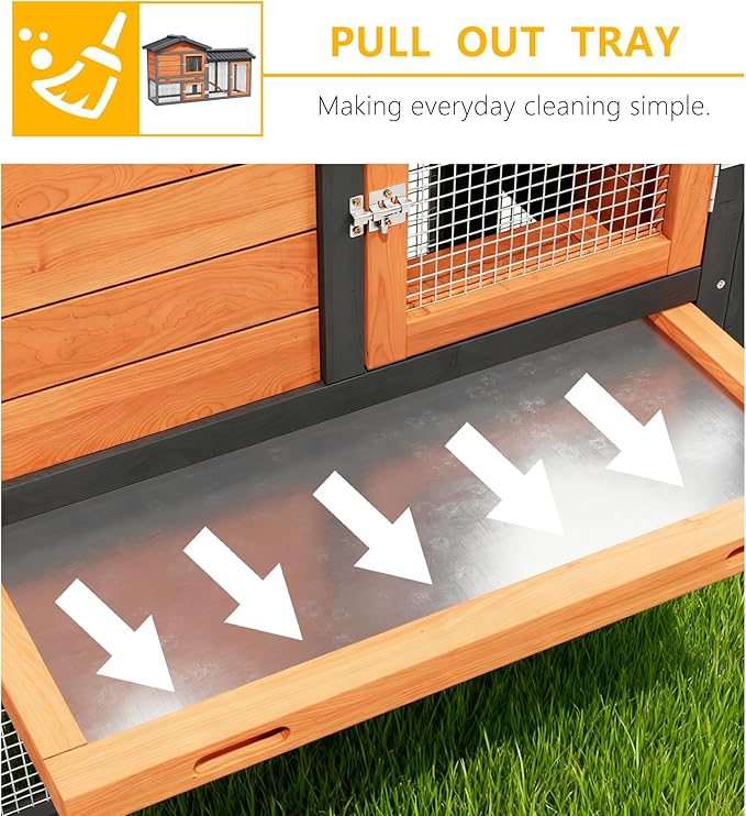 Chicken Coop Outdoor 2-Tier Hen House All Weather Cage Rabbit Hutch Pet Hideout with Ramp,Waterproof Roof and Pull-Out Tray for Small Medium Animals Expandable Design (Red)