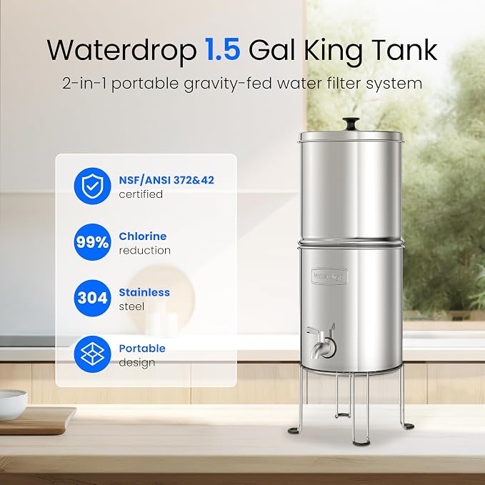 Waterdrop Gravity-fed Water Filtration System, NSF/ANSI 42&372 Certified Black