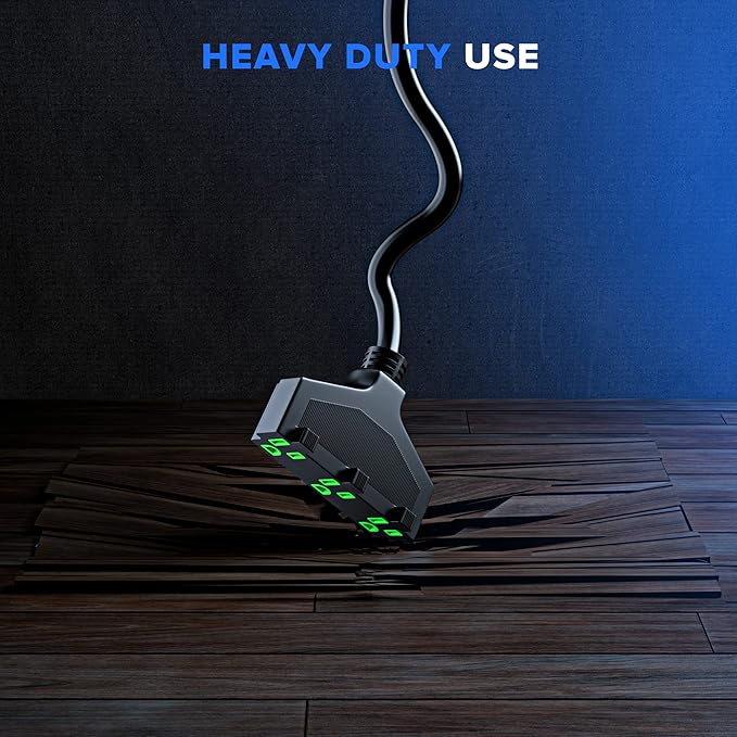 Extension Cord 25 Feet, SJTW Extension Cord with Multiple Outlets, 14 Gauge (Black) ETL Listed