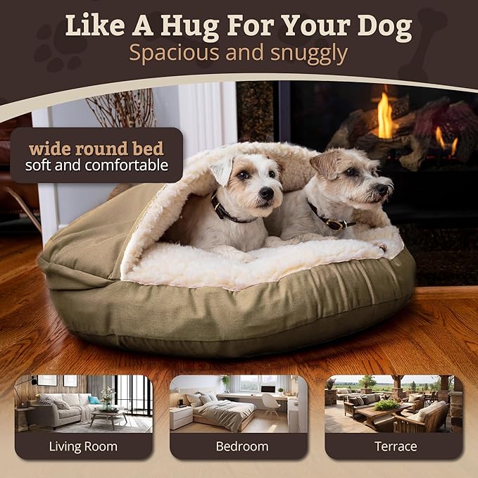 Cozy Cave Pet Bed in Poly Cotton Size: Small (25" Round), Fabric: Khaki