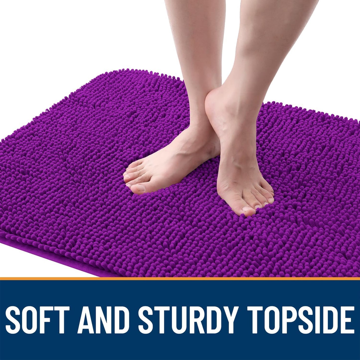 OLANLY Dog Door Mat for Muddy Paws 40x32, Absorbs Moisture and Dirt, Absorbent Non-Slip Washable Doormat, Quick Dry Chenille Mud Mat for Dogs, Entry Indoor Entryway Carpet for Inside Floor, Purple