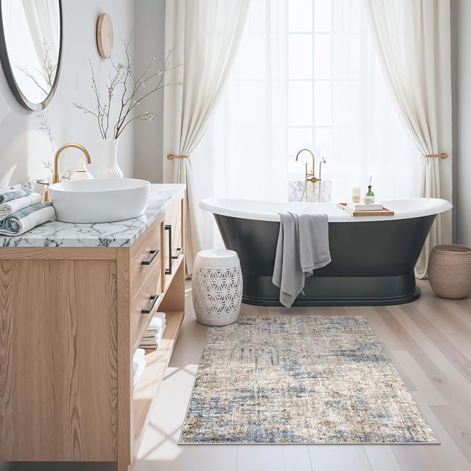 3x3 Square Entryway Rug Washable – Non-Slip Small Area Rug