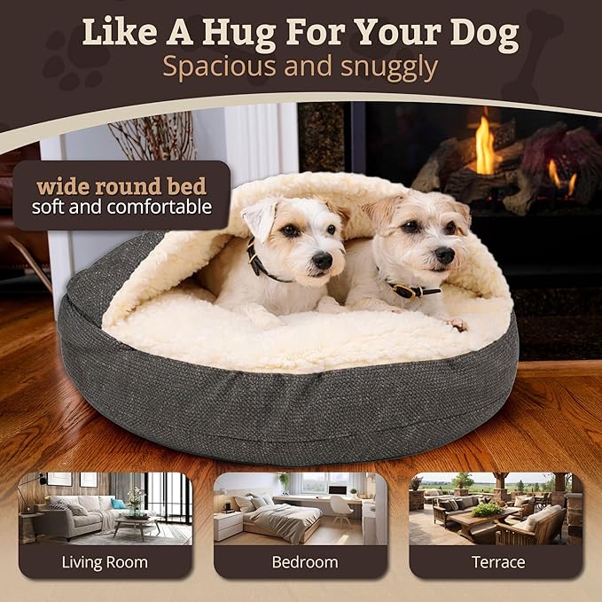 Snoozer Luxury Microsuede Cozy Cave Pet Bed, Show Dog Collection, Large, Merlin Pewter