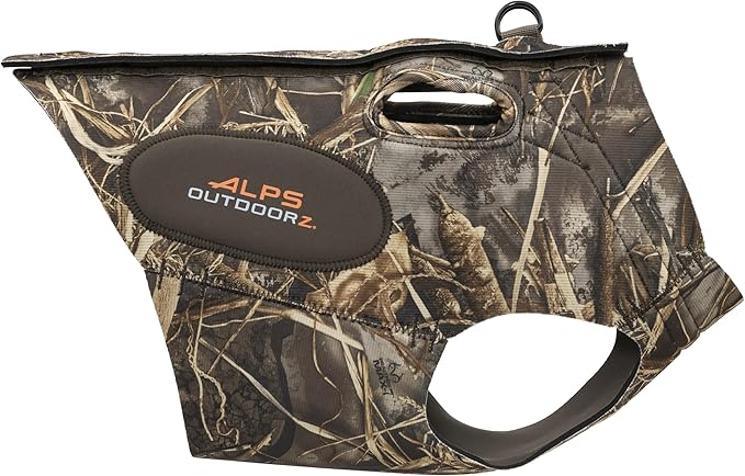 ALPS OutdoorZ Topflight Dog Vest, Dog Hunting Vest with 5mm Neoprene for Warmth, Contoured Neck Design, Buoyancy Flotation Pads, Easy Lift Handles, and Leash Clip, X-Large - Realtree MAX-7