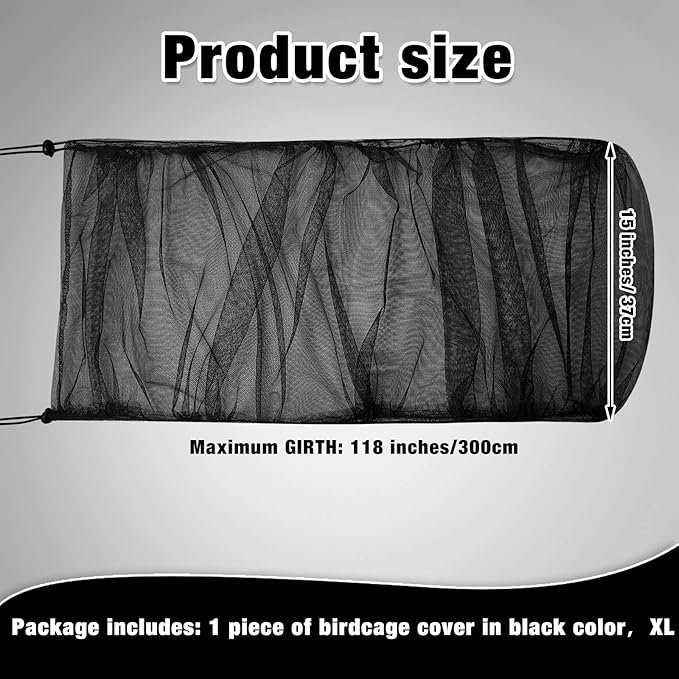 Shappy Large Bird Cage Seed Catcher,Bird Cage Cover Net Skirt Guard,Adjustable Soft Airy Mesh Net for Parrot Parakeet Macaw(118 x 15 Inch/ 300 x 37 cm,Green)