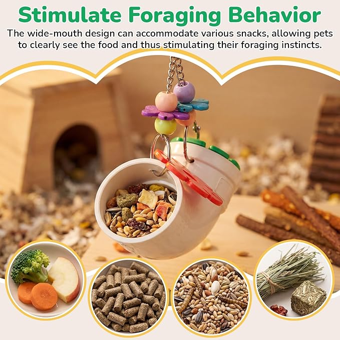 Shappy 2 Pack Rat Enrichment Toys Hanging Foraging Feeder, Interactive Treat Puzzle with Wide Opening Lid, Slow Feeding Cage Accessory for Rats, Hamsters, Guinea Pigs