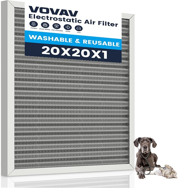 20x20x1 Air Filter-MERV 8, Washable & Reusable Electrostatic Air Filter